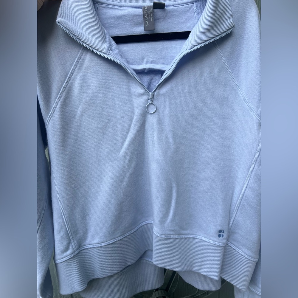 Sweaty Betty Revive Relaxed Ice Blue Half-Zip Sweatshirt